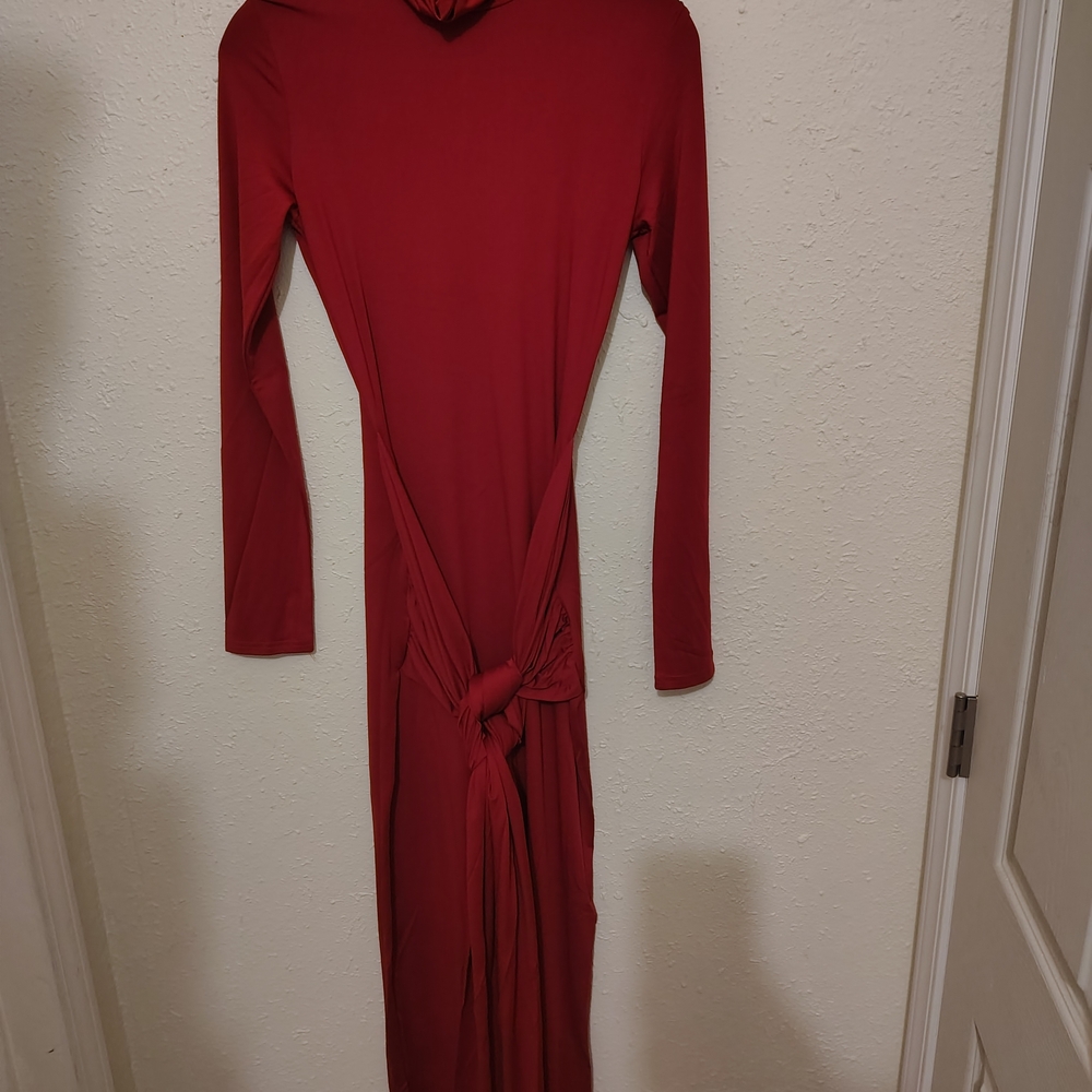 Chic Long Sleeve Red Dress